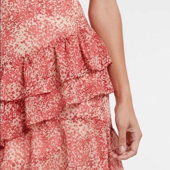 Paisley Ruffle Wrap Front Dress size Large express women's - Picture 3 of 8